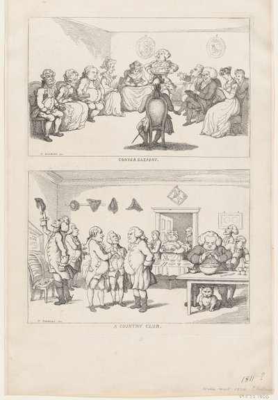 会話、およびカントリークラブ、1806-11 .、1806-11 . 作： Thomas Rowlandson