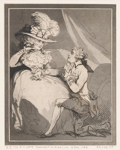 ハイライフでの求愛、1785 年 12 月 15 日、1785 年 12 月 15 日。 作： Thomas Rowlandson
