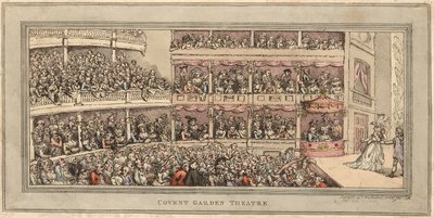 コヴェントガーデンシアター、パブ。ヘンリー・ブルックス、1786年（手描きのエッチング） 作： Thomas Rowlandson