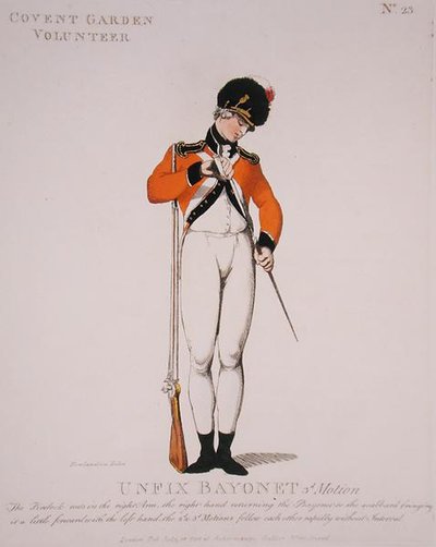 コベントガーデンのボランティア、1798年発行の「Loyal Volunteers of London and Environs」のプレート23（カラーリトグラフ 作： Thomas Rowlandson
