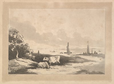 牛と海景、1783-89年。 作： Thomas Rowlandson