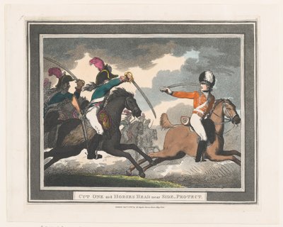 1798 年 9 月 1 日、1798 年 9 月 1 日、プロテクト、サイド付近のカット ワンとホース ヘッド。 作： Thomas Rowlandson