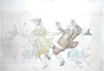 Dancing Dogs（紙に水彩とペン＆インク） 作： Thomas Rowlandson