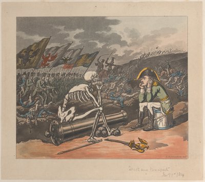 死とボナパルト 恐怖の二人の王 1814年1月1日,, 1814年1月1日. 作： Thomas Rowlandson
