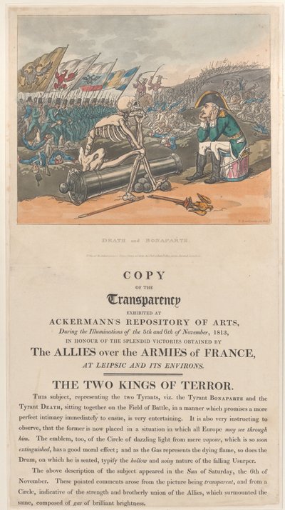 死とボナパルト、恐怖の 2 人の王、1814 年 1 月 1 日、1814 年 1 月 1 日。 作： Thomas Rowlandson