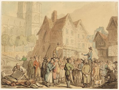 ウェストミンスター寺院の北にある古い家屋の解体 作： Thomas Rowlandson