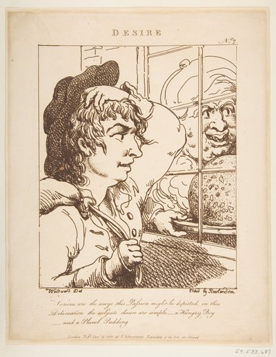 1800年1月20日、欲望のルブラントラヴェスト、または情熱の似顔絵。 作： Thomas Rowlandson