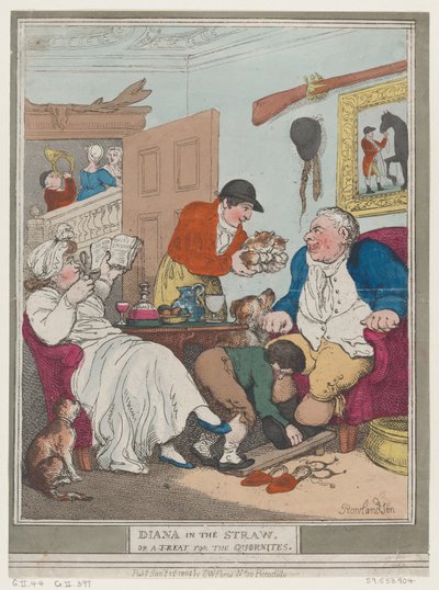 Diana in the Straw, or A Treat for Quornites, January 1, 1804., January 1, 1804. 作： Thomas Rowlandson