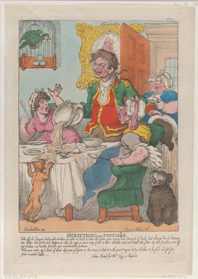 1807年11月10日、フットマンへの指示、1807年11月10日。 作： Thomas Rowlandson