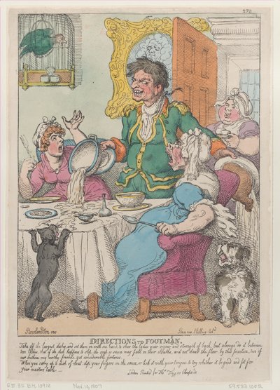 Footmenへの道順、1807年11月10日、1807年11月10日。 作： Thomas Rowlandson