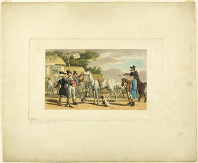 The Tour of Doctor Syntax より、Doctor Syntax がグリズルを販売 作： Thomas Rowlandson