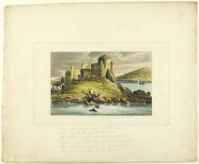 ドクター シンタックス タンブリング イン ザ ウォーター、「ドクター シンタックス ツアー」より 作： Thomas Rowlandson
