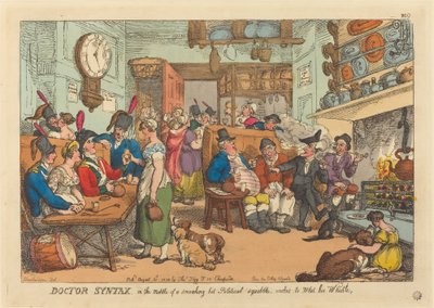 ドクター・シンタックスは、政治的な論争の真っ最中で、口笛を吹くのを望んでいる 作： Thomas Rowlandson