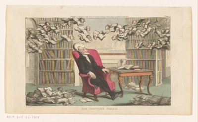 図書館で眠るシンタックス博士 医者の夢 (オブジェクトのタイトル) 作： Thomas Rowlandson
