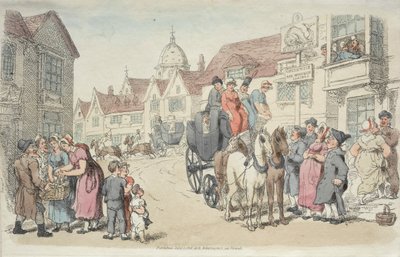 ドルフィンズイン：グリニッジアンドウーリッジコーチ、1816年。 作： Thomas Rowlandson