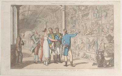 ドン・ルイージは、ナポリとカンパーニャ・フェリーチェから、博物館でドンナ・アンナに会います: 1815 年 6 月 1 日. 作： Thomas Rowlandson