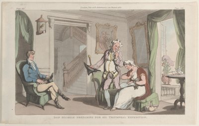 1815 年 6 月 1 日、ナポリとカンパーニャから凱旋遠征の準備をするドン ミケーレ。 作： Thomas Rowlandson
