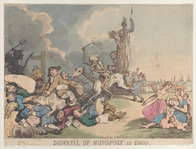 1800 年の独占の崩壊、1800 年 8 月 14 日、1800 年 8 月 14 日。 作： Thomas Rowlandson