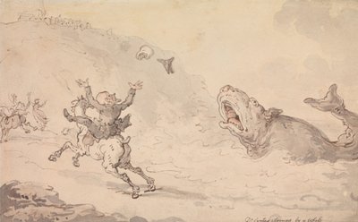 クジラに驚いたドクター・シンタックス 作： Thomas Rowlandson