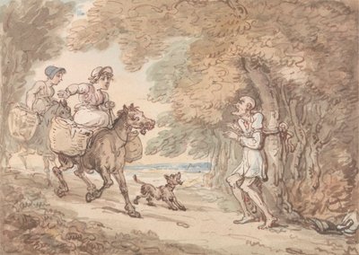 ハイウェイマンによって木に縛られたシンタックス博士 作： Thomas Rowlandson