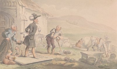 Dr Syntax meditando sobre as lápides 作： Thomas Rowlandson