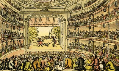 コヴェント・ガーデン・シアターのDr Syntax」。 作： Thomas Rowlandson