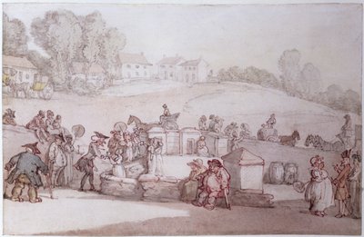 ハロゲートスパでのシンタックス博士（ペン、紙、鉛筆、紙） 作： Thomas Rowlandson