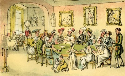 カードパーティでのDr.Syntax」。 作： Thomas Rowlandson
