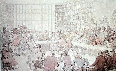 オークションでのDr.シンタックス 作： Thomas Rowlandson