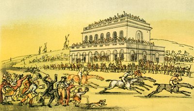 シンタックス博士はヨークの競馬場でお金を失う」。 作： Thomas Rowlandson