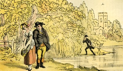 発見をするシンタックス博士」。 作： Thomas Rowlandson