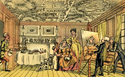 肖像画を描く博士のシンタックス」。 作： Thomas Rowlandson