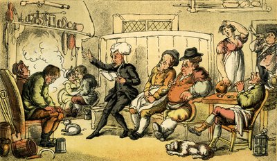 ツアーを読むシンタックス博士」。 作： Thomas Rowlandson