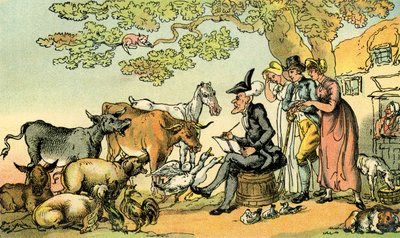 自然に倣ってスケッチするシンタックス博士」。 作： Thomas Rowlandson