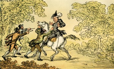 ハイウェイマンに止められたDr.Syntax」。 作： Thomas Rowlandson