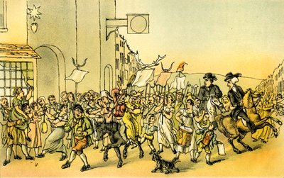 スキムトン・ライダーズとドクター・シンタックス」。 作： Thomas Rowlandson