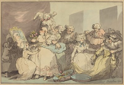 誕生日の着替え、1788 年。 作： Thomas Rowlandson