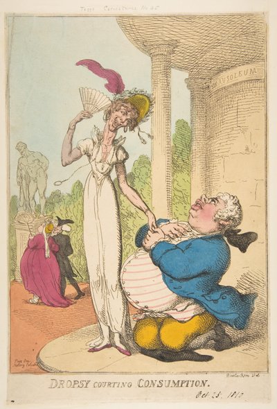 Dropsy求愛消費、1810年10月25日。 作： Thomas Rowlandson