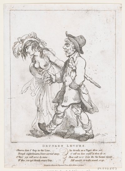 酔った恋人、1798 年 3 月 15 日、1798 年 3 月 15 日。 作： Thomas Rowlandson