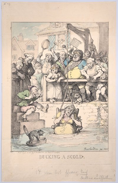 ダッキング・ア・スクルド、1803年4月12日、1803年4月12日。 作： Thomas Rowlandson