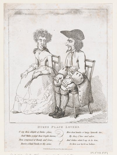デュークス・プレイス・ラバーズ、1797年2月21日、1797年2月21日。 作： Thomas Rowlandson