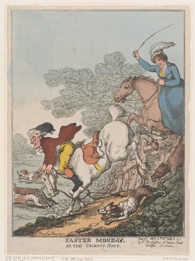 復活祭の月曜日、またはコックニー ハント、1807 年 7 月 14 日、1807 年 7 月 14 日。 作： Thomas Rowlandson