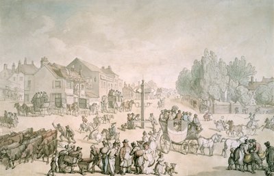 象と城、サザーク、ロンドン、c1805-c1820 作： Thomas Rowlandson