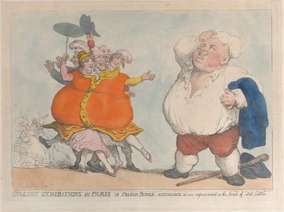 パリでの英語の博覧会またはフランス人は、品種の改善に驚いた., 1812. 作： Thomas Rowlandson