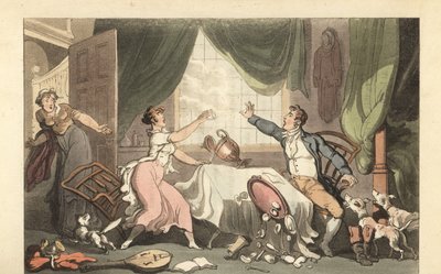 お金のことで妻と言い争う英国紳士 作： Thomas Rowlandson