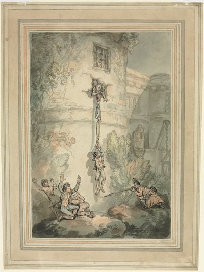 フランス人囚人の脱出。 作： Thomas Rowlandson