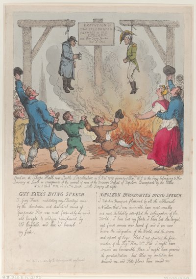 1813 年 11 月 27 日、オールド イングランドの有名な 2 人の敵の処刑., November 27, 1813. 作： Thomas Rowlandson