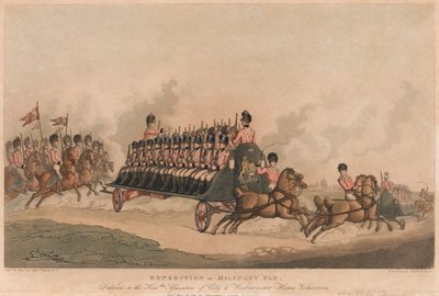 ミリタリーフライの遠征（アクアチント、カラー 作： Thomas Rowlandson