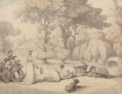 アヒルの子に餌をあげる 作： Thomas Rowlandson