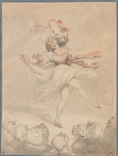 タンバリンを持った女性ダンサー 作： Thomas Rowlandson